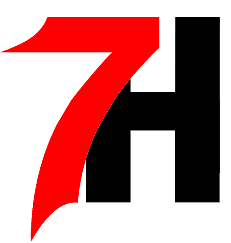 Red number 7 and black H which is the logo for Seven Hills School