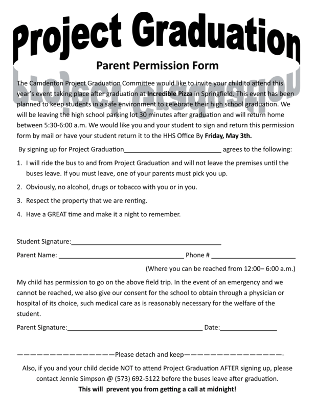 Project Graduation - Sign up forms due May 3rd