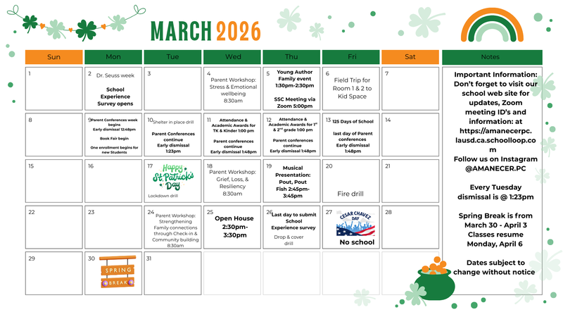 March Calendar