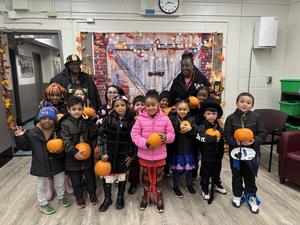 Class with the pumpkins they chose