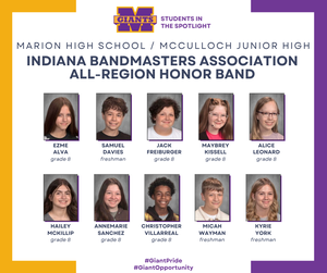 promo graphic - IBA all-region honor band 2026 - MHS/MJH students selected