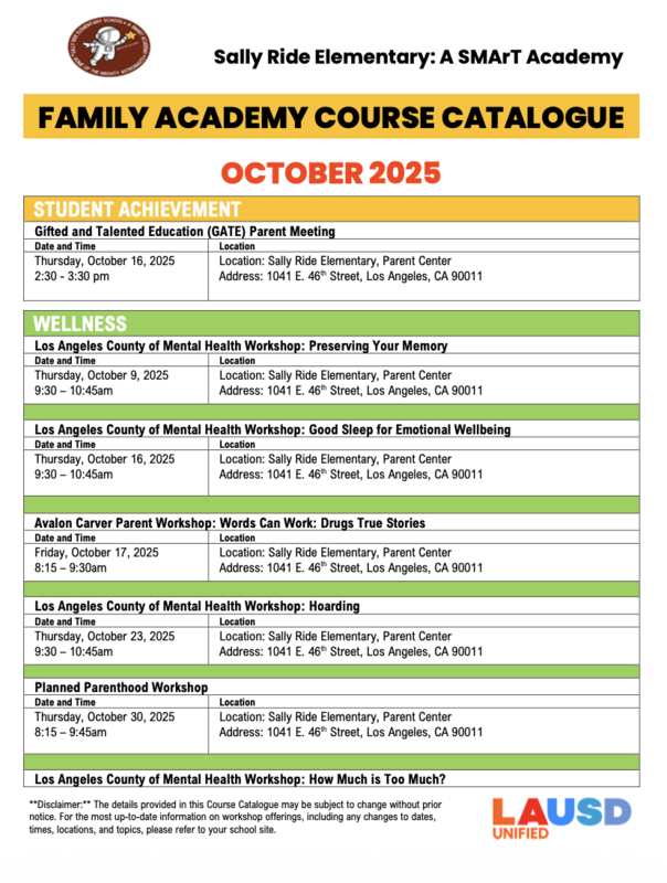 October Family Course Catalogue