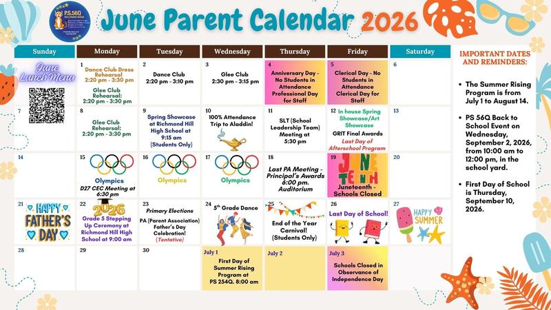 June Parent Calendar 2026 (English)
