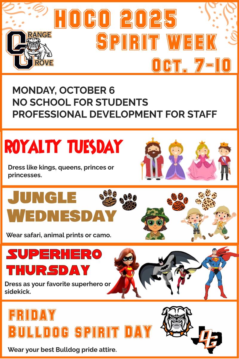 GET READY FOR HOCO SPIRIT WEEK! OCT. 7-10