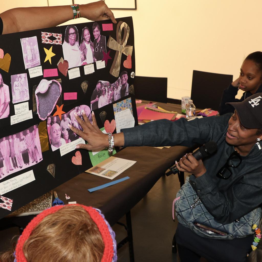 Artist presenting art