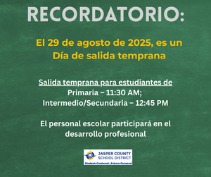 (Spanish) Early Dismissal Reminder - Aug 29.png