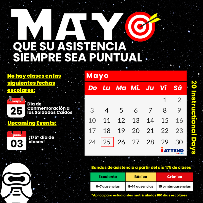 May attendance flyer/Folleto de asistencia de mayo
