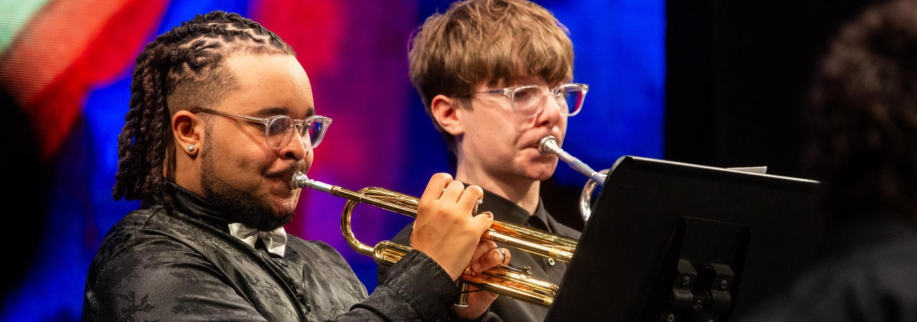 Jazz band members perform