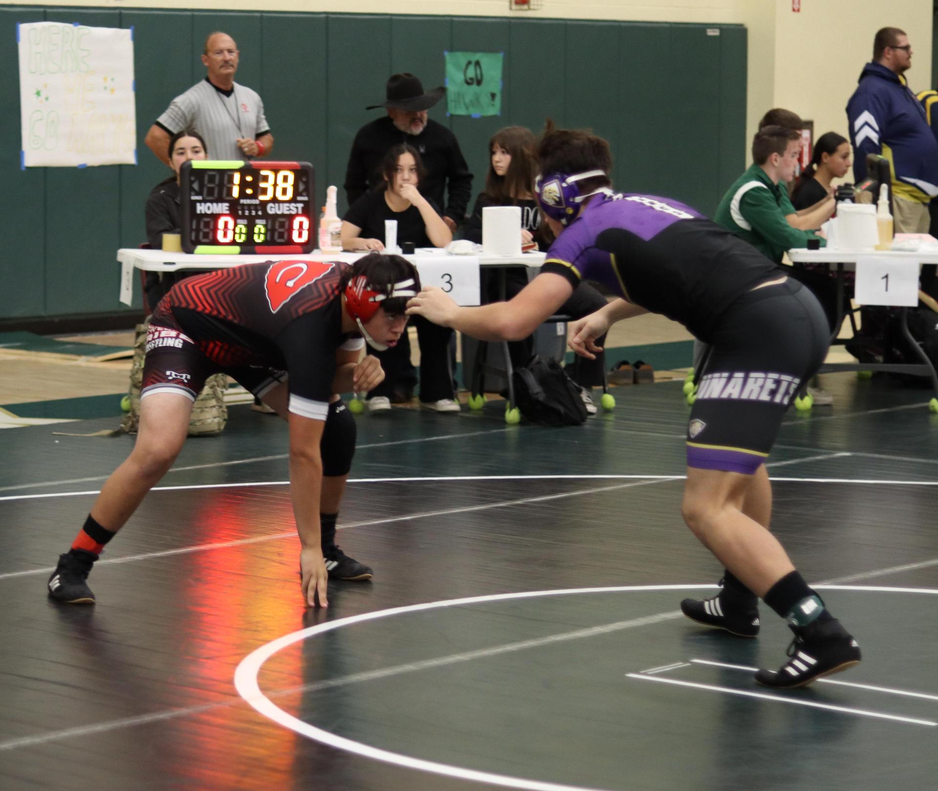 wrestlers in action at the Hawks invitational
