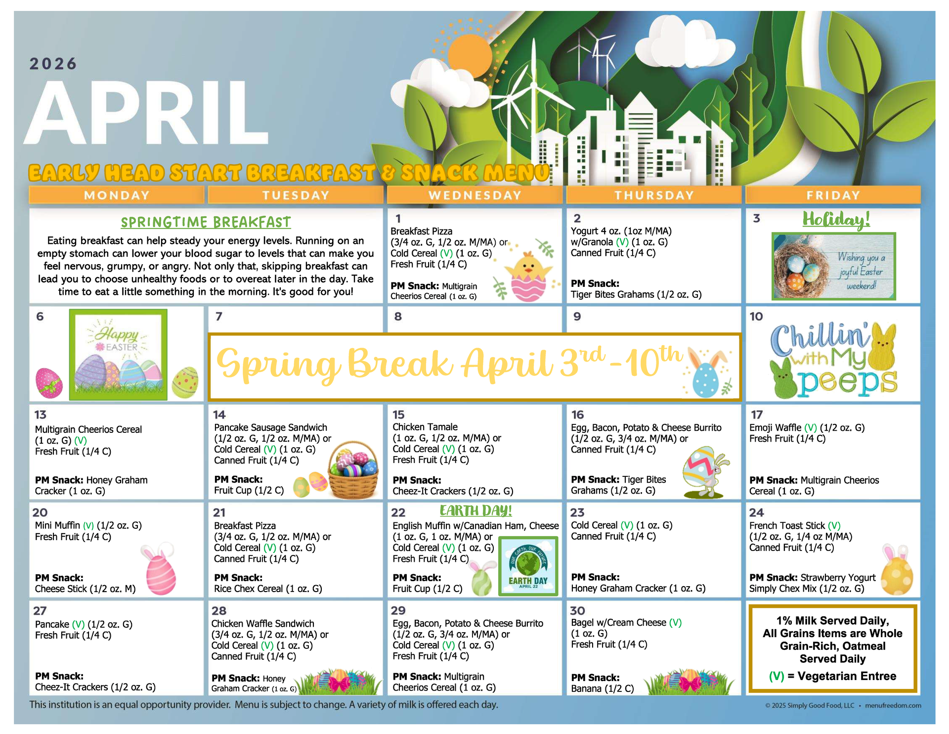 Early Head Start Breakfast & Snack Menu (click to view)