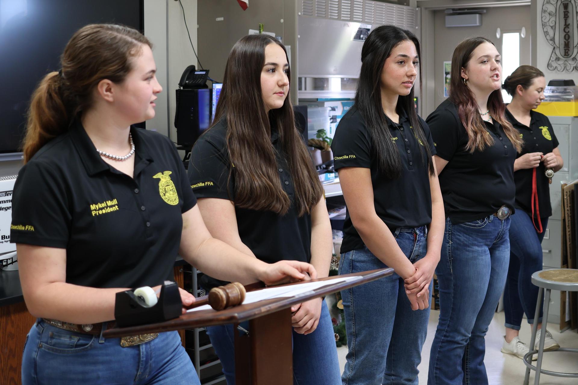 Future Farmer officers conducting the meeting