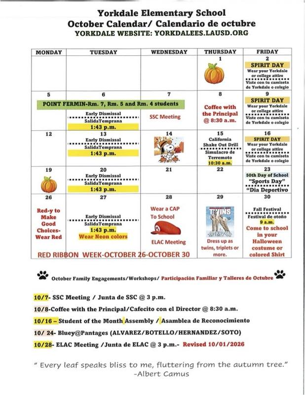 October Calendar