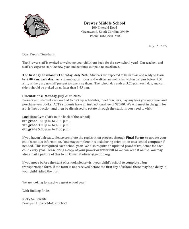 Brewer Middle School Orientation Information- English Featured Photo