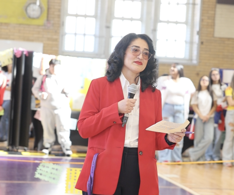 Principal Amaryllis Ruiz-Toro Speak in front of GCHS Students
