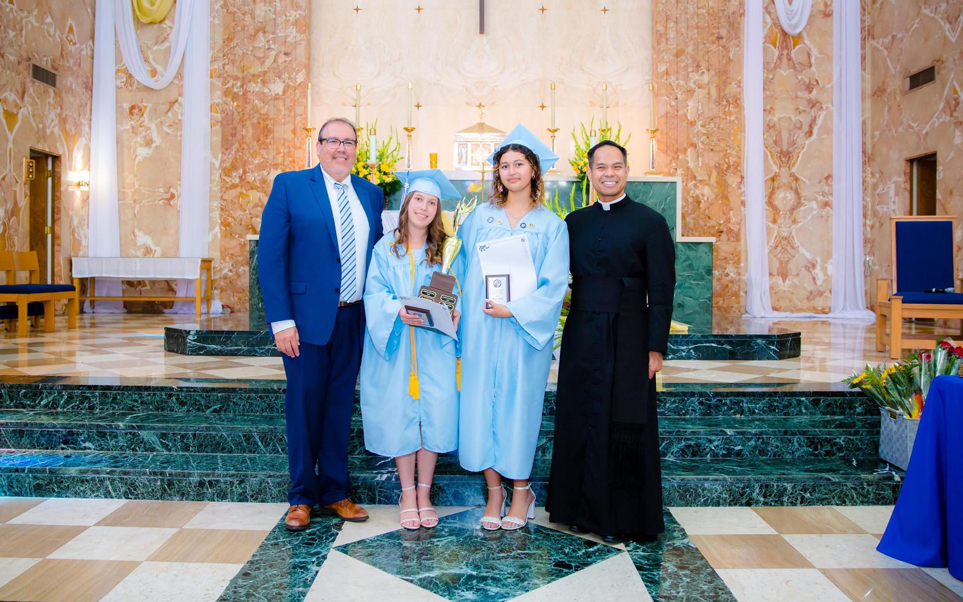 Graduate wearing the CJSF Gold Cord 