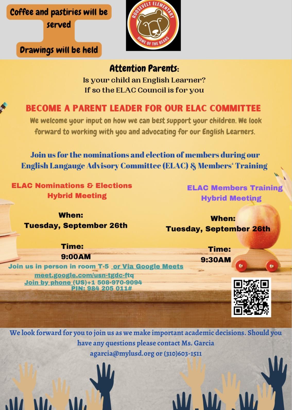 Elac nominations and election hybrid meeting roosevelt elementary school