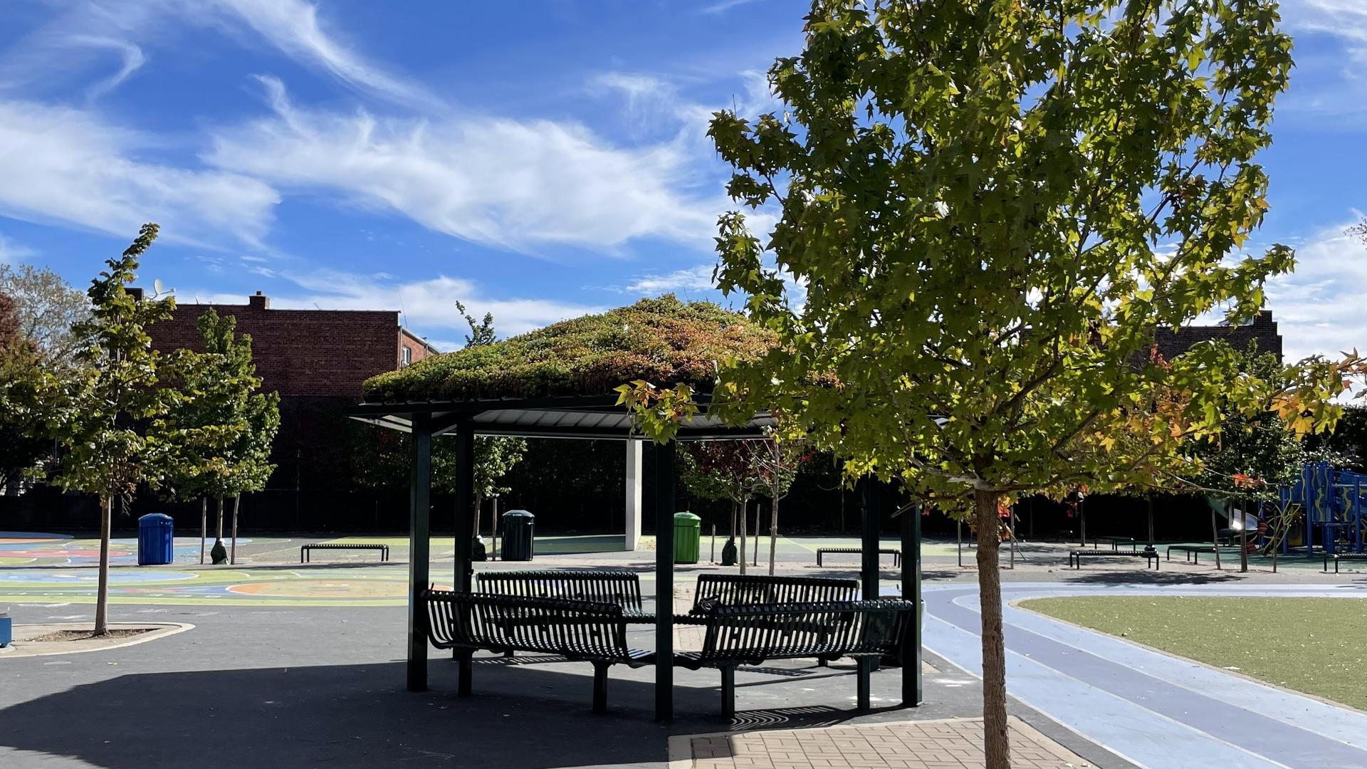 Ps 204 gazebo in the school yard.