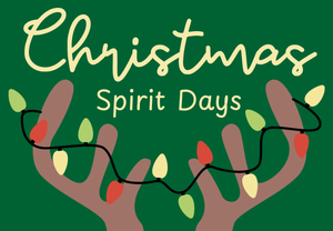 Graphic of antlers with colorful string lights on dark green background. Beige text reads same as headline.