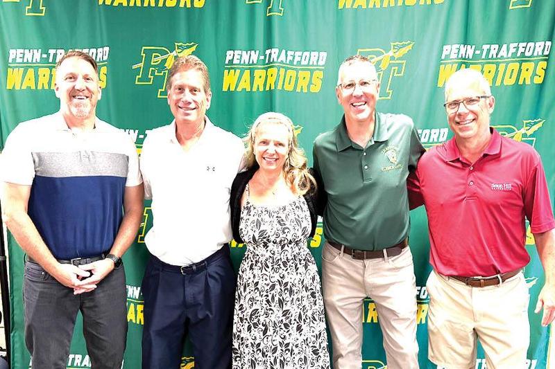 Some of Penn-Trafford’s retiring staff attended the June 8, 2026 board meeting; shown in photo are Mr. Jim Simpson, Mr. Tom Monzo, Mrs. Tamara Patula, Mr. Mick Bujdos, and Mr. Mike Cleland