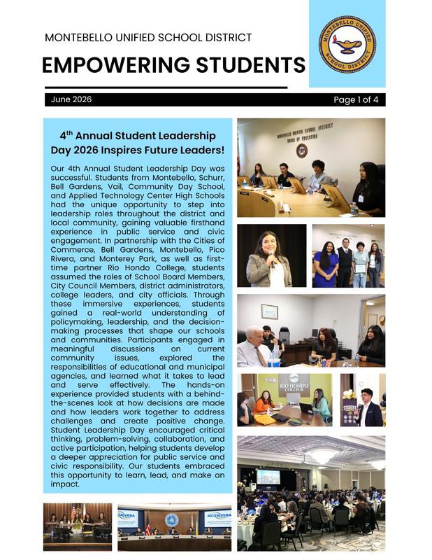 Empowering Students Newsletter Cover page June 2026