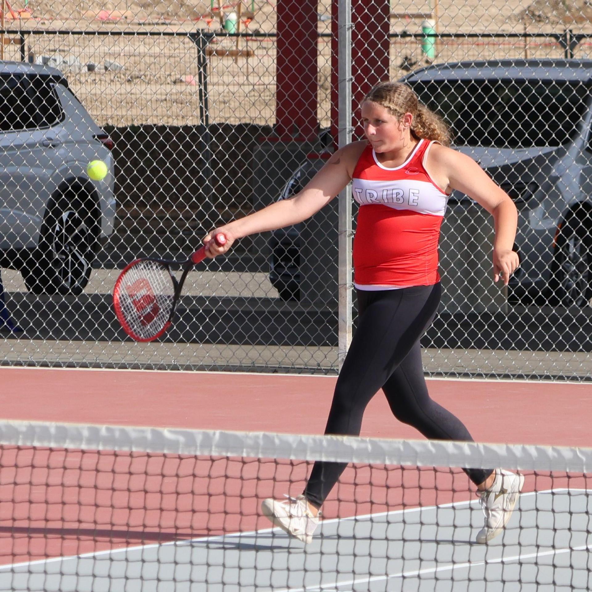 Girls tennis playing vs. Yosemite 19