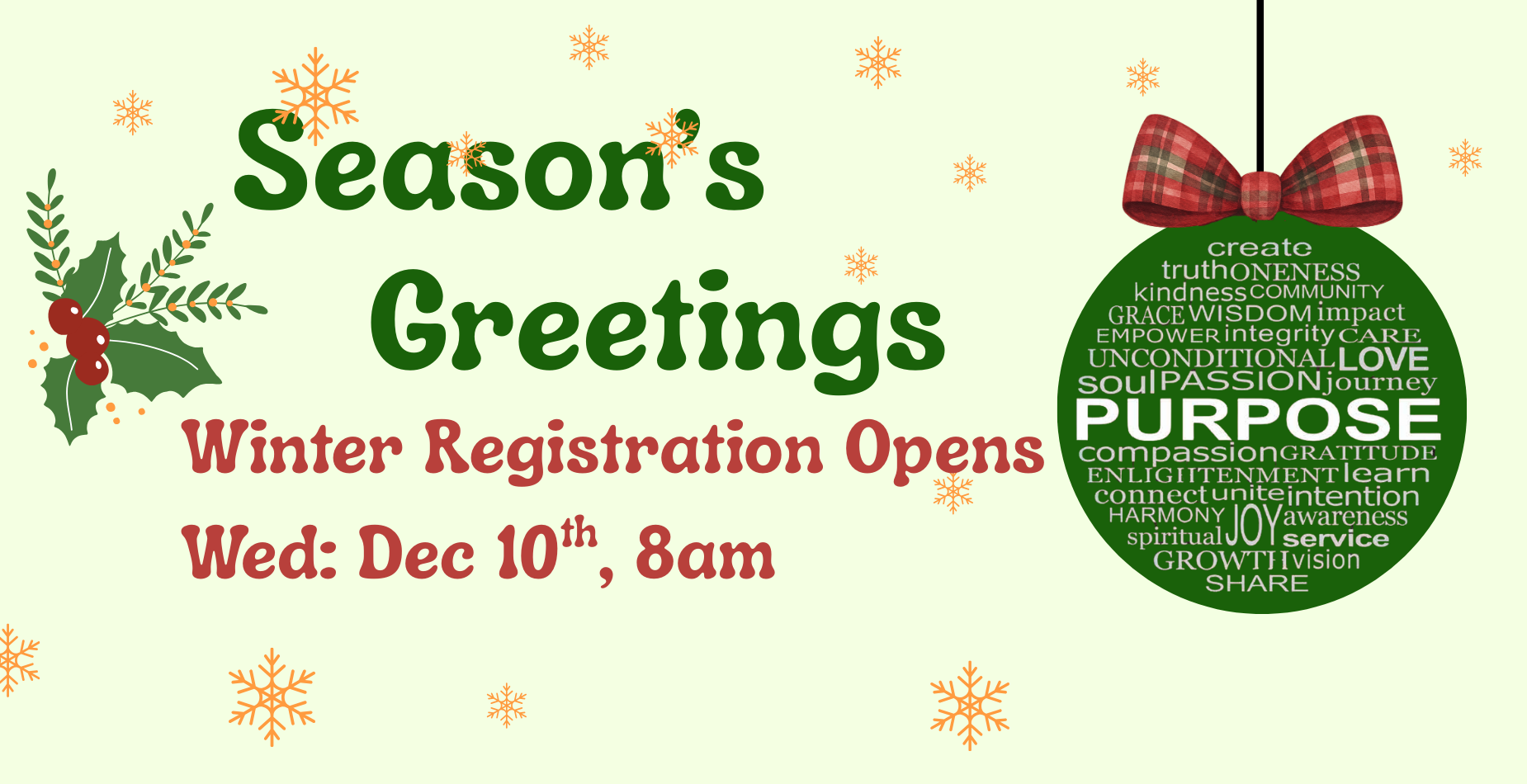 Winter Registration Opens Wed Dec 10th, 8am