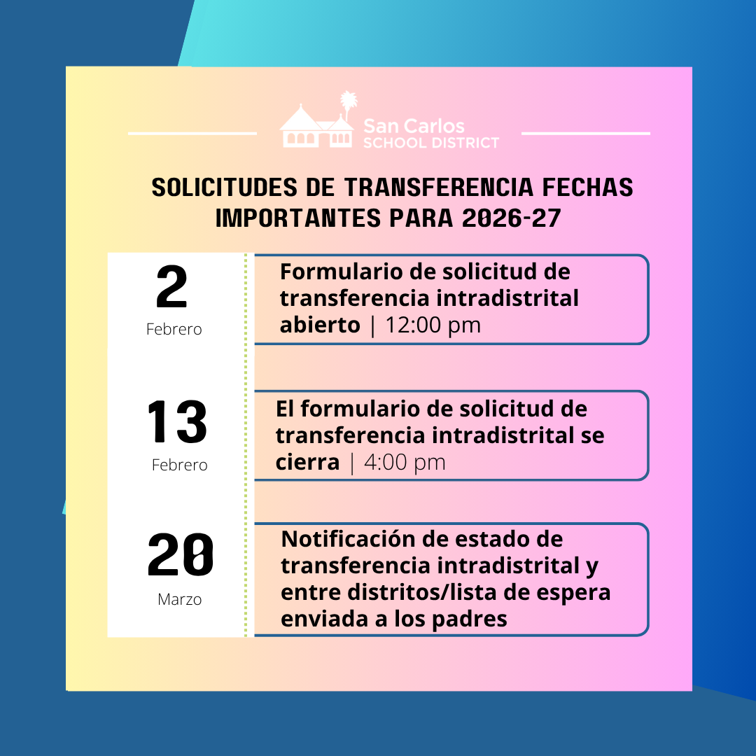 Important Transfer Dates for 2026-2 Spanish