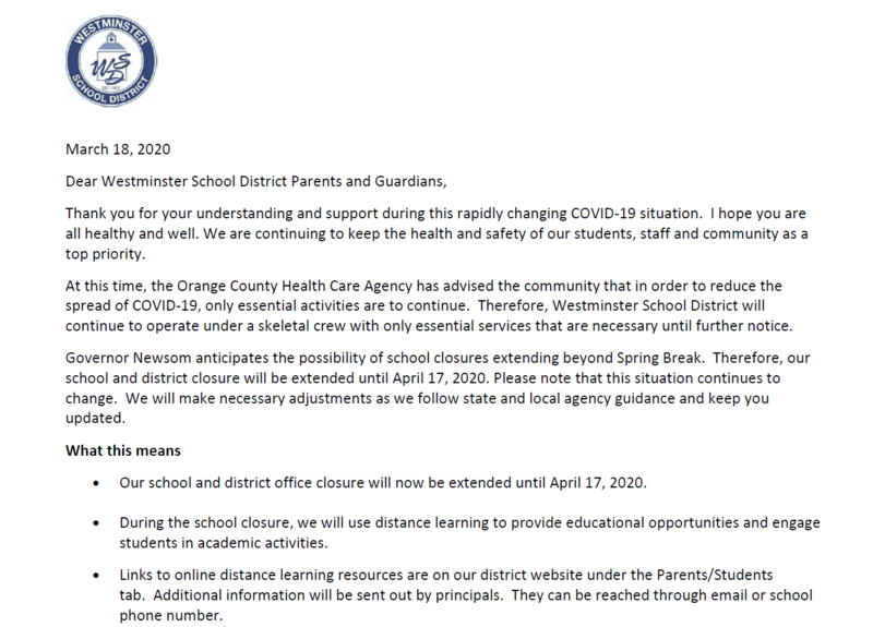 March 18th Letter
