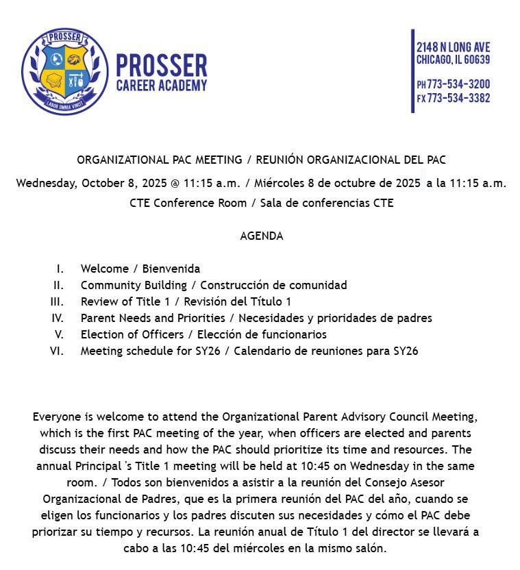 PAC - October Organizational Meeting Notice & Agenda