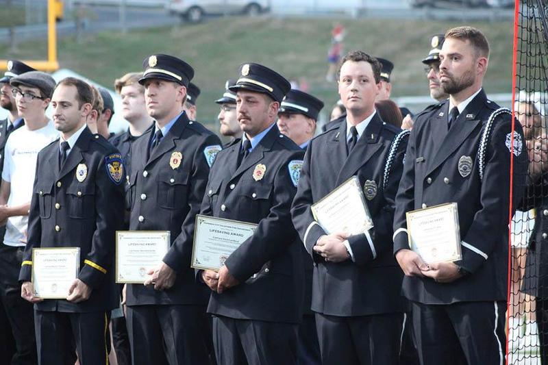 Firefighters recognized for their heroic actions included Westmoreland City Capt. Bradley Doshen, Harrison City Lt. Brandon Quinn, Harrison City Capt. Zach LaValle, Irwin Lt. Louis Scarlett, and Irwin Capt. Scott Urias