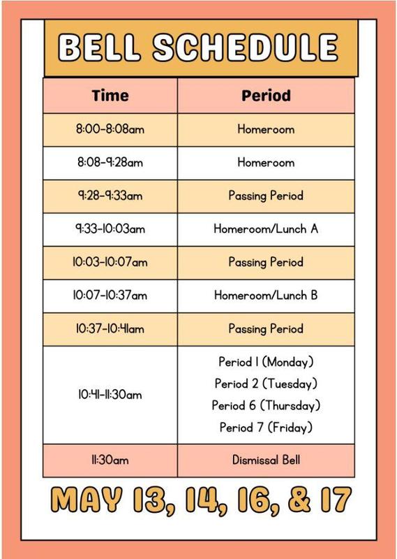 M,T,Th,F Minimum Day Bell Schedule
