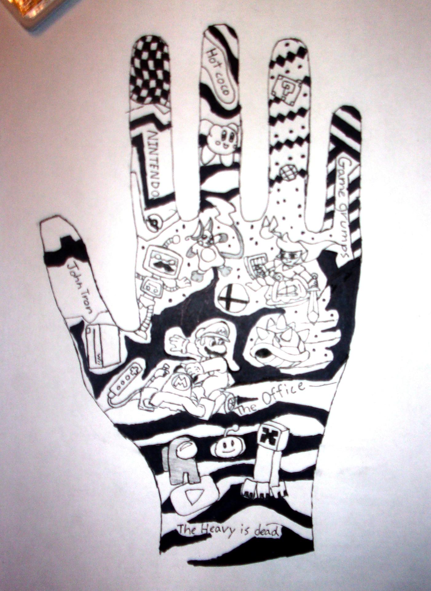 black and white hand painting