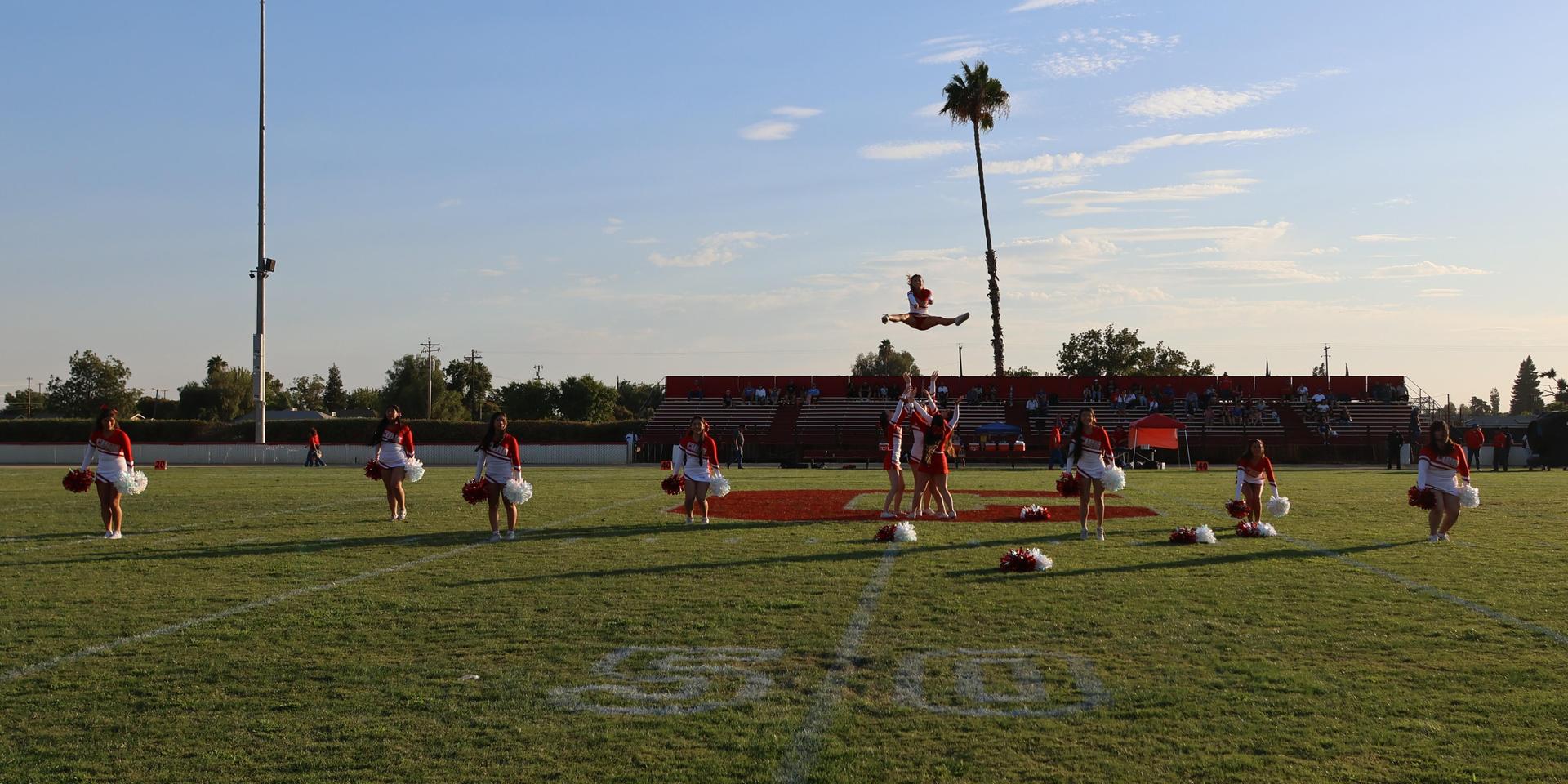 Junior Varsity Cheerleaders in action at halftime 4