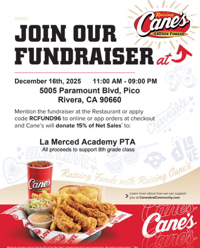 Raising Cane's Flyer in English