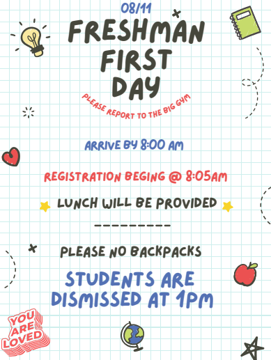 Freshman first day flyer