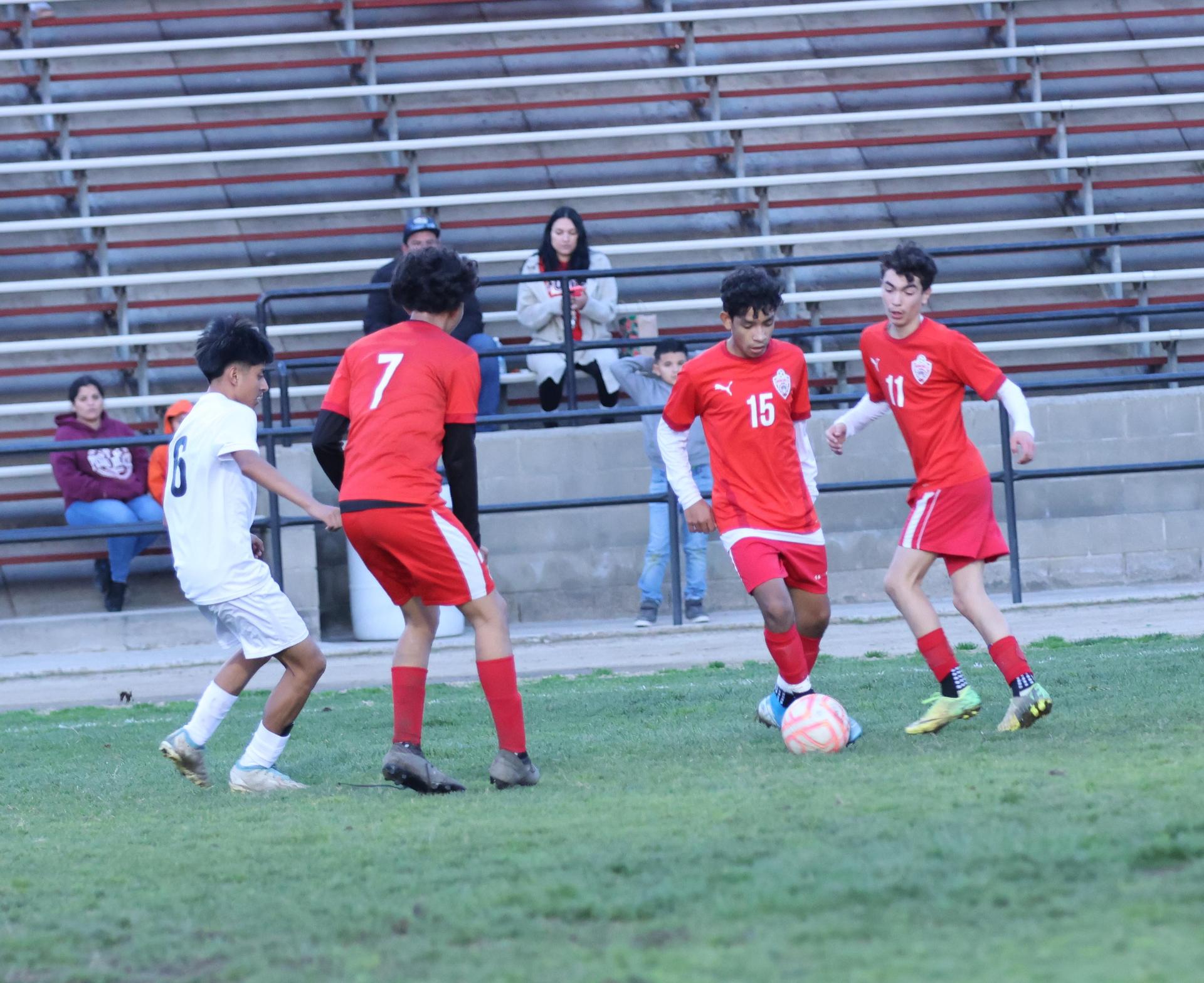 junior varsity boys playing soccer against washington union