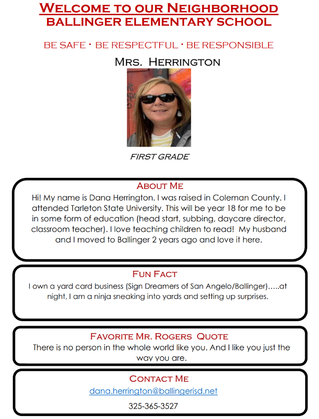 Home 1st Grade Ballinger Elementary