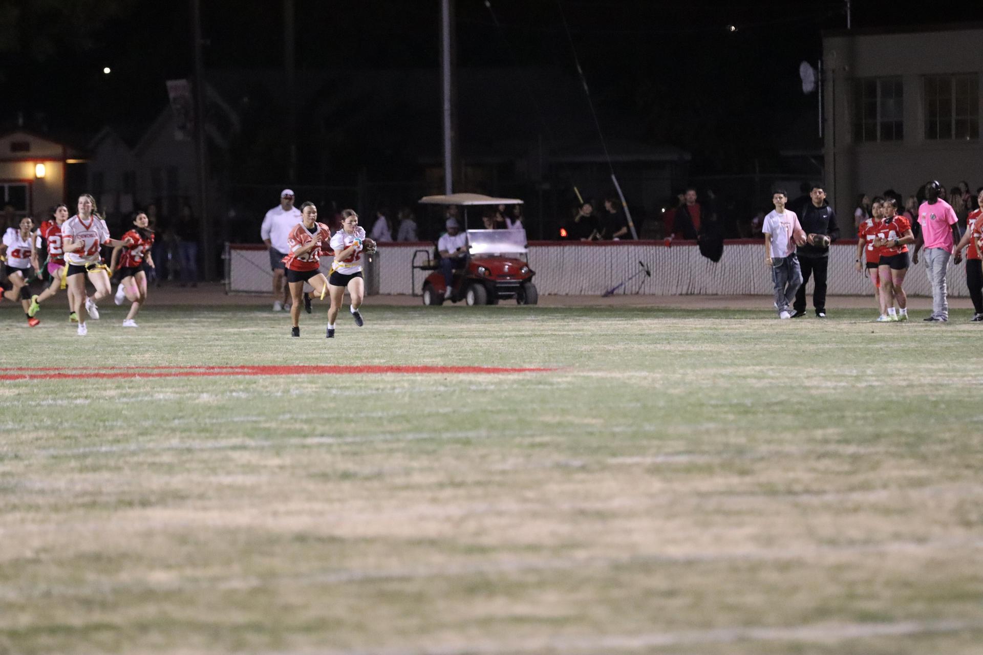 girls playing flag football