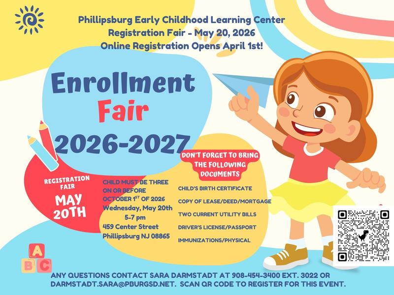 Information on registration fair on white background with pastel colors in english