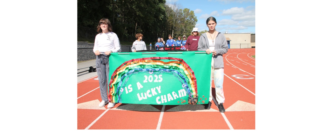 students with banner