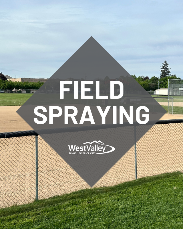 Softball field with text overlay stating 'Field Spraying'
