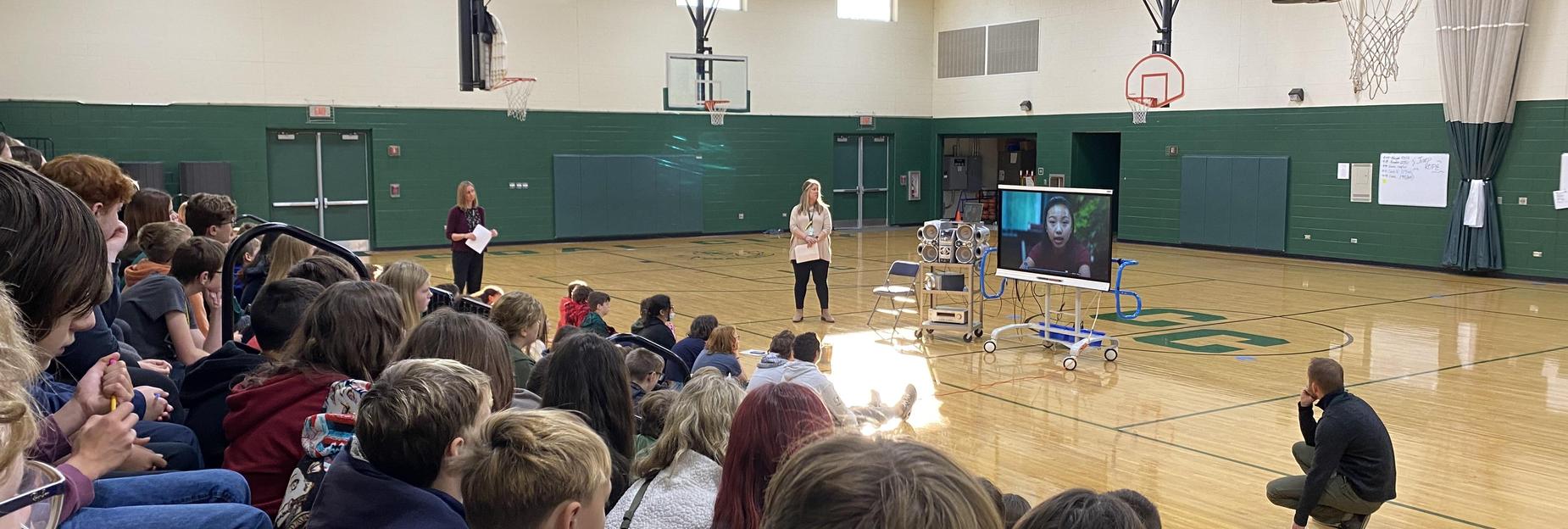 Middle school presentation in the gymnasium