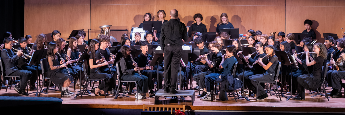 Middle Grades students perform on stage in the Winter Concert.