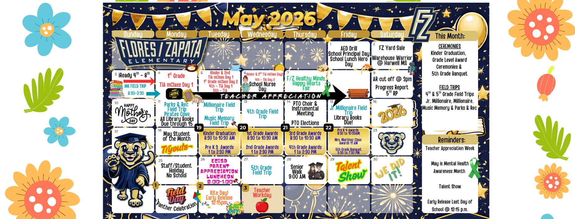 May 2026 Calendar of Events for Flores/Zapata