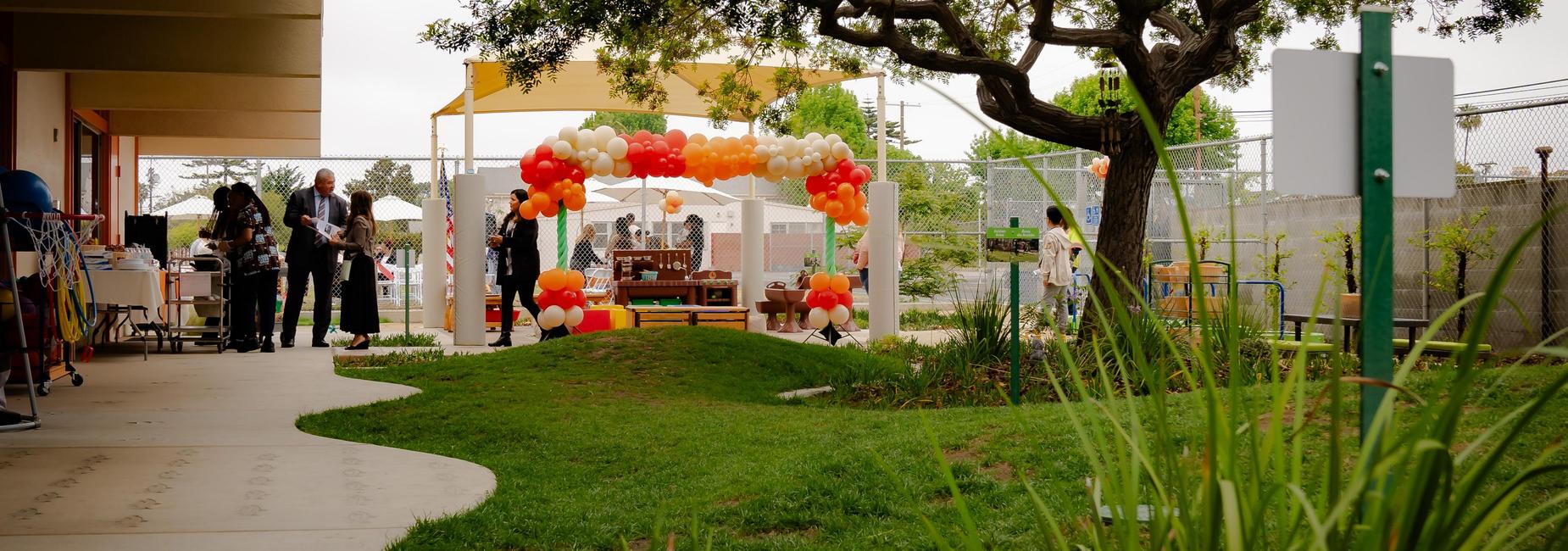 Outdoor grassy play area