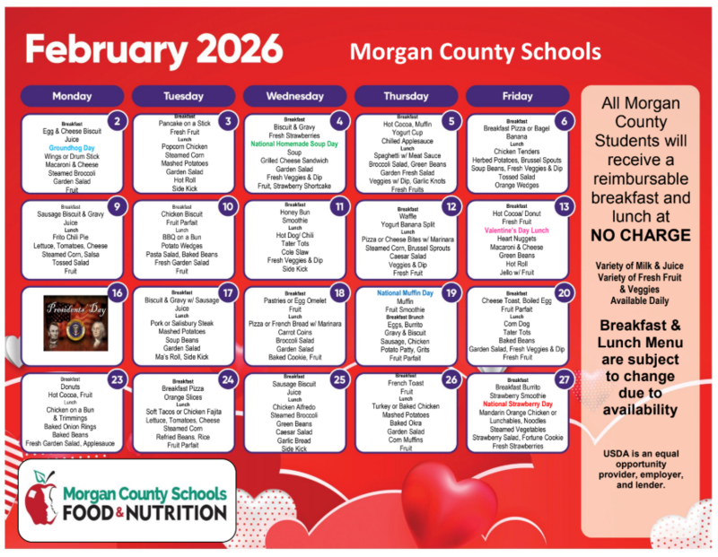 February 2026 Menu