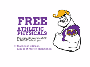 promo graphic - free athletic physicals 5/18/26