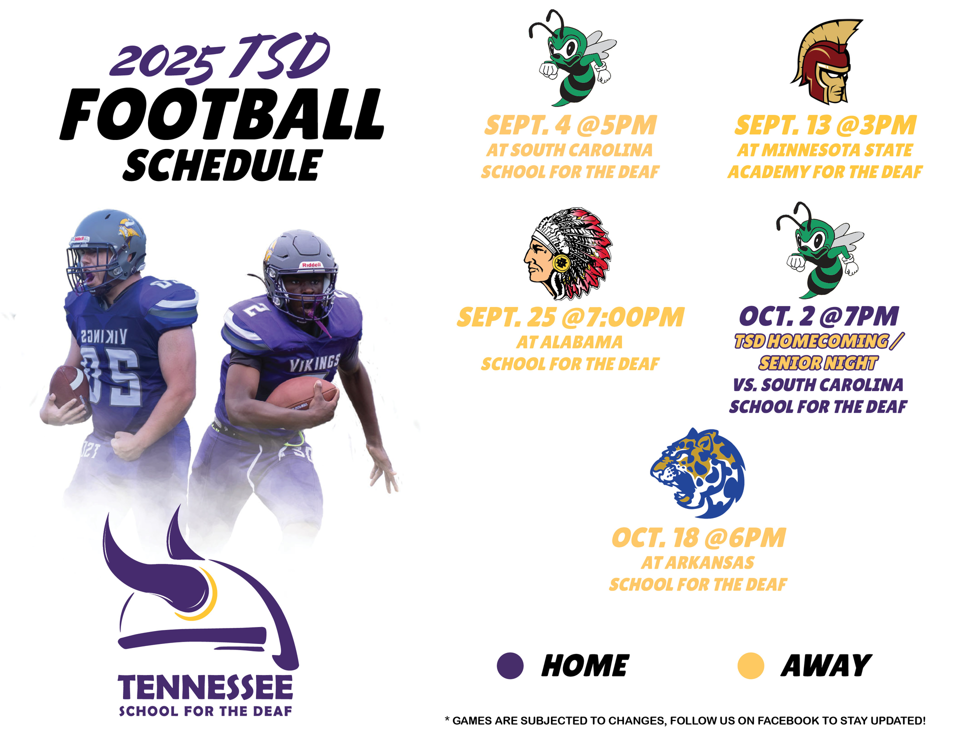 2025 TSD Football Schedule