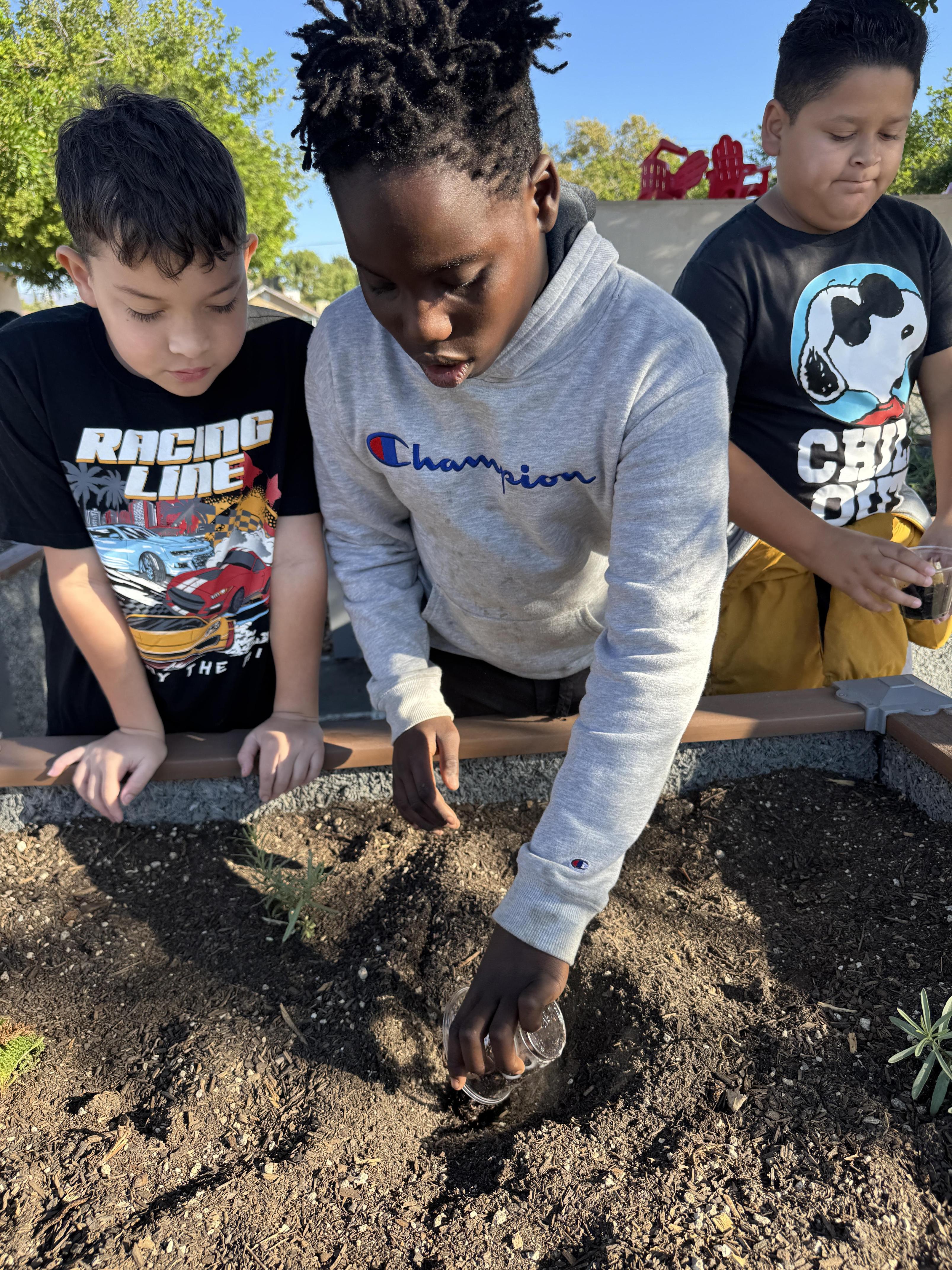 Students working on stewardship project