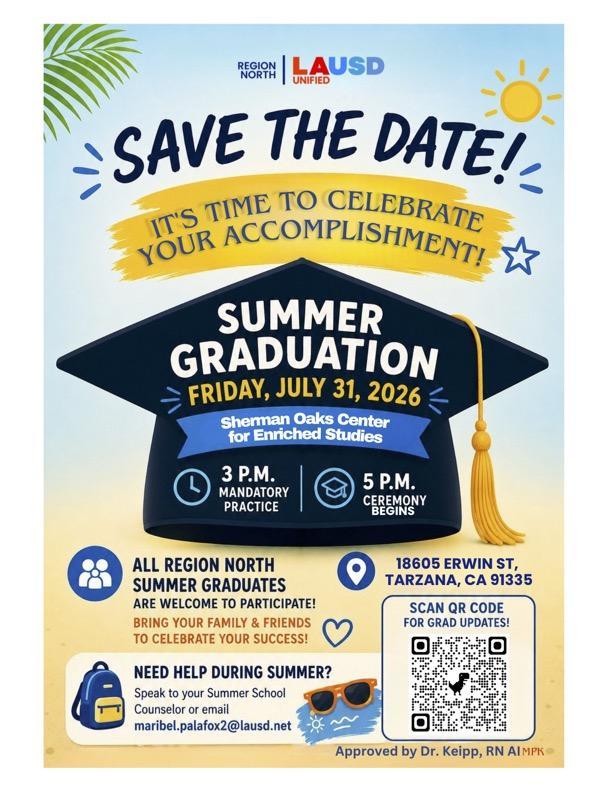 LAUSD Region North Summer Graduation Flier